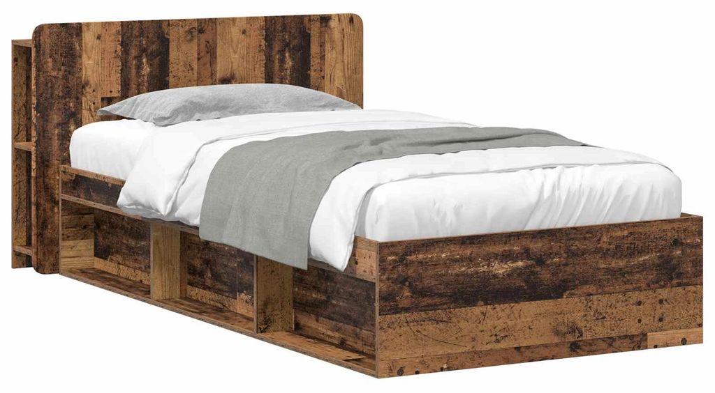 Bettgestell mit Stauraum Altholz 90 x 200 cm Holzwerkstoff