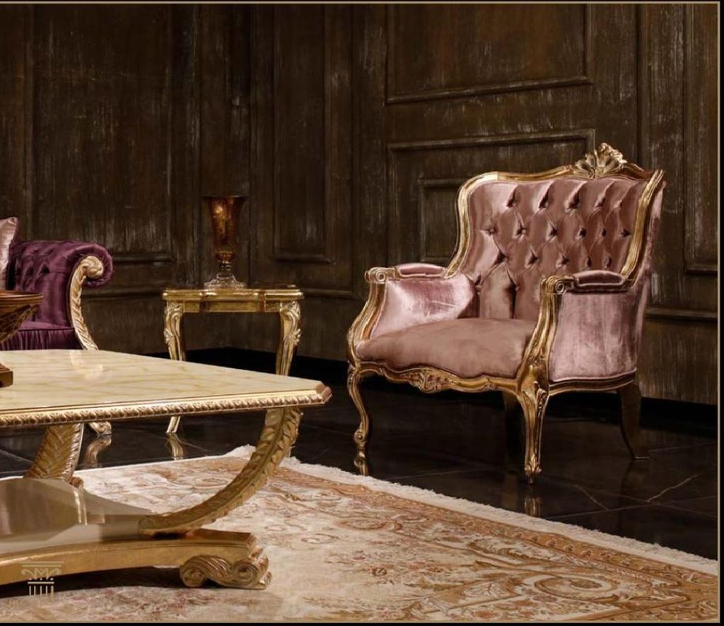 Klassische Rosa Chesterfield Sofagarnitur 3-Sitzer Couchtisch Sessel