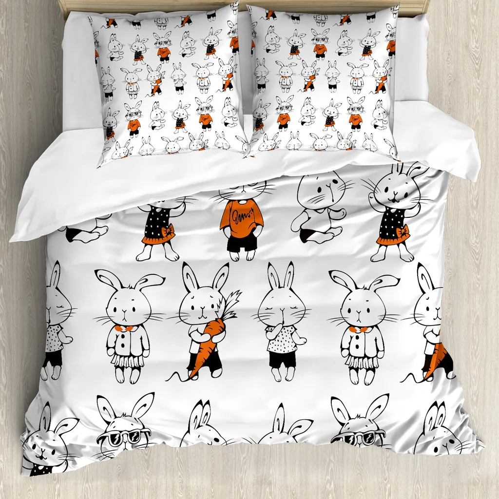 Set Letto ABAKUHAUS Vintage Bunny: Stile Retrò Arancione 155x220cm