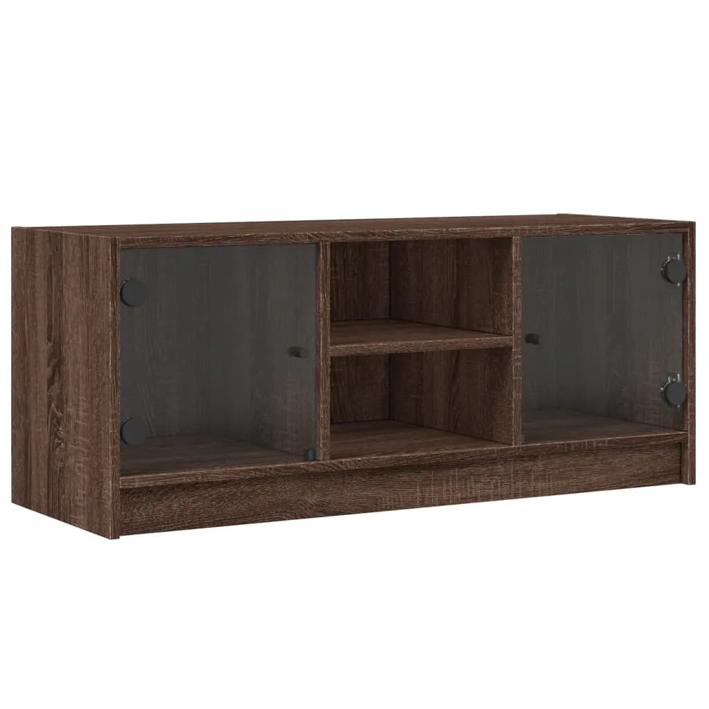 SYFAX™ Mobile Porta TV Rovere Marrone 102x37x42 cm con Ante in Vetro