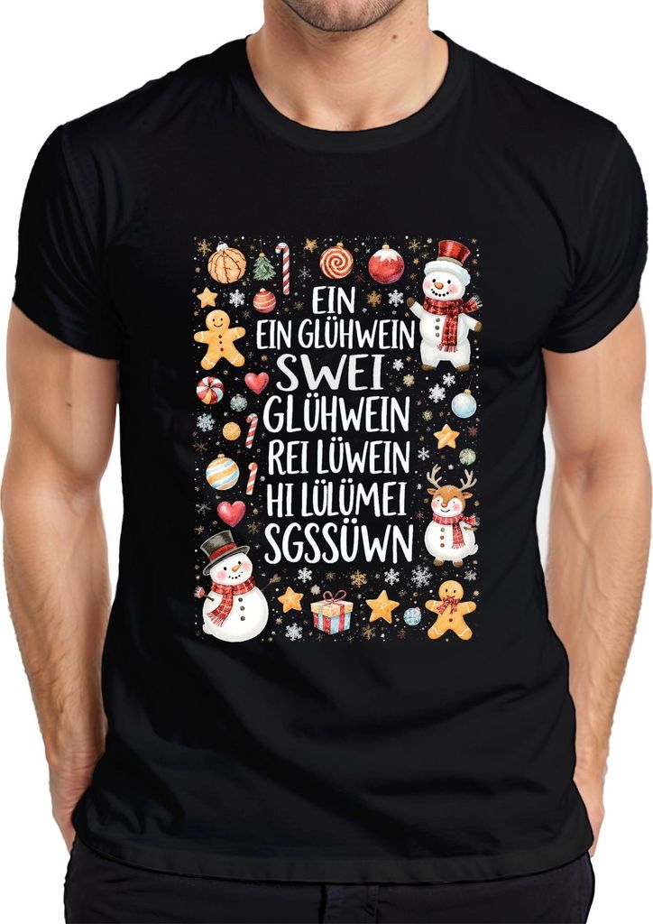 Ein Ein Glühwein Zwei Glühwein Rei Lülümei Weihnachten Geschenk Herren T-Shirt, Schwarz, M