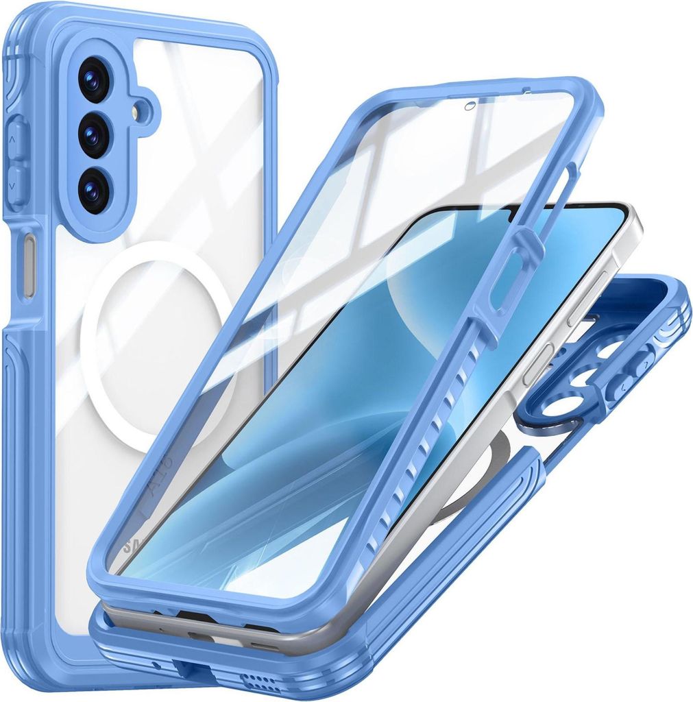 Handy Hülle MagSafe für Samsung Galaxy A17 5G 360 Full Body Hybrid Metall Blau