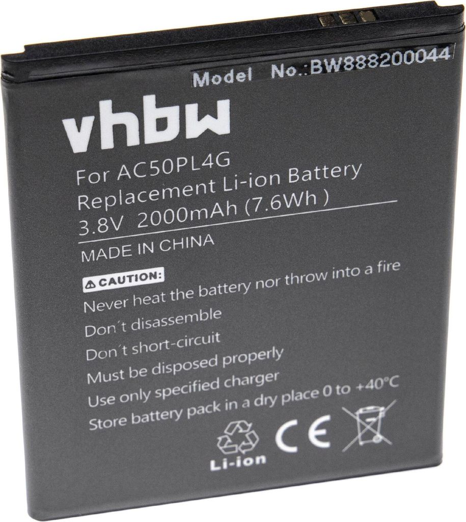 vhbw Akku Ersatz für Intex BR22024BR für Handy Smartphone Telefon (2000 mAh, 3,8 V, Li-Ion)