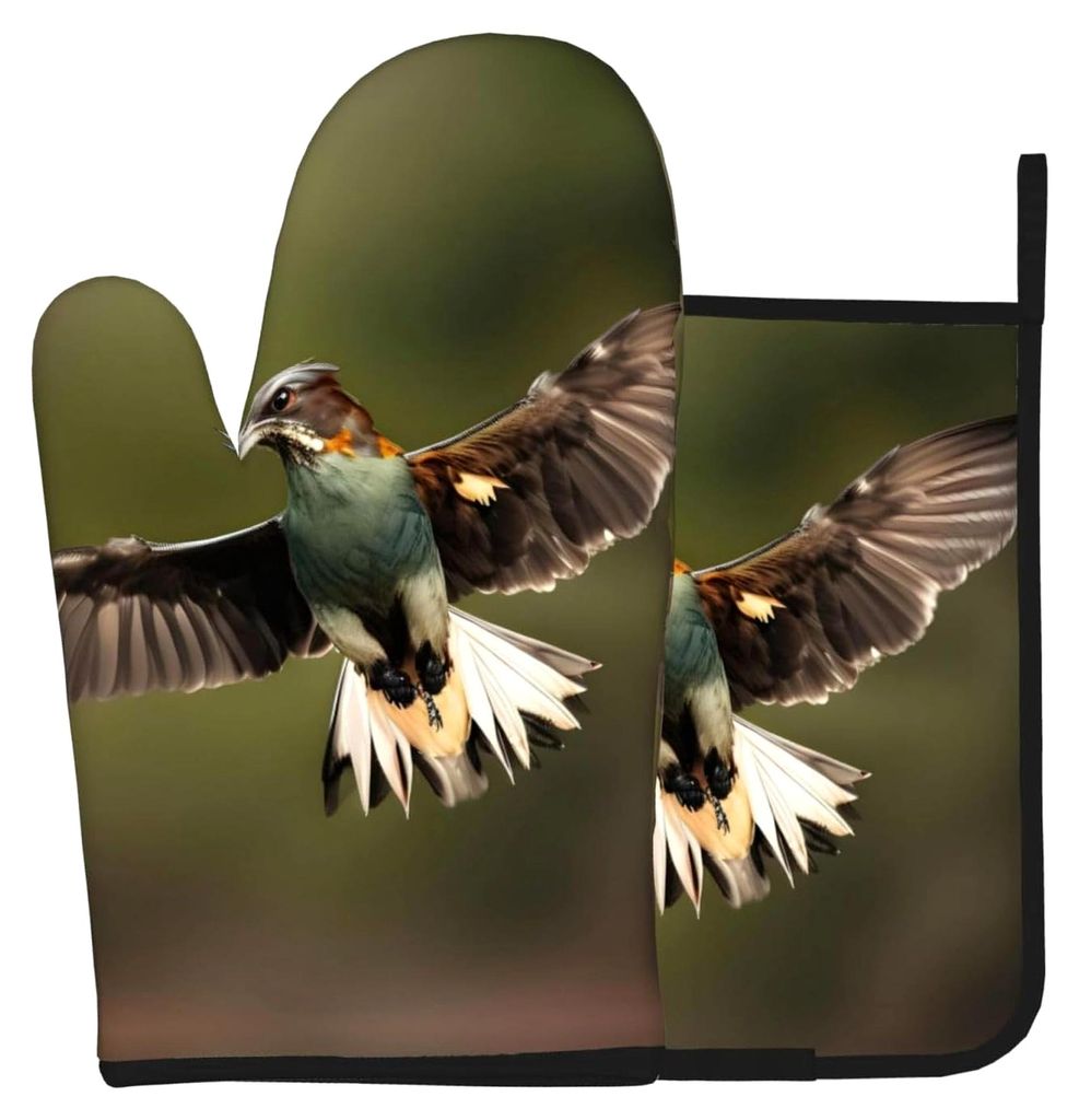 Hunting Flying-Wild Ofenhandschuhe und Topflappen, lange, flexible dicke Handschuhe für Kochen, Backen, Grillen, 2 Stück