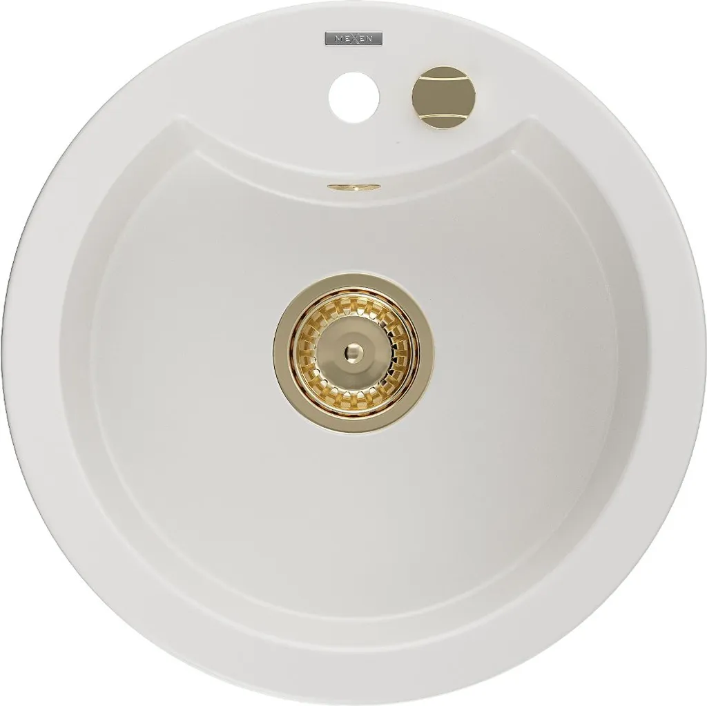 Mexen Diego 6512481000-20-G | Lavello Granito Bianco con Sifone Oro