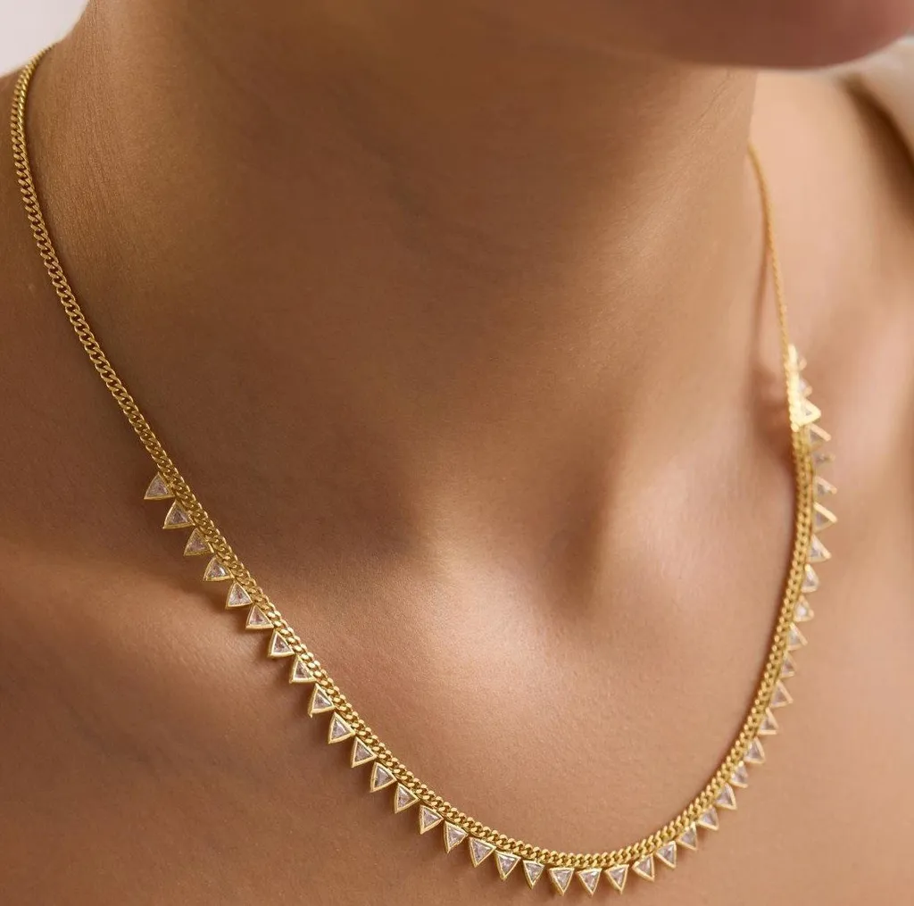 Collier pendentif triangle en argent doré, bijou minimaliste ajustable