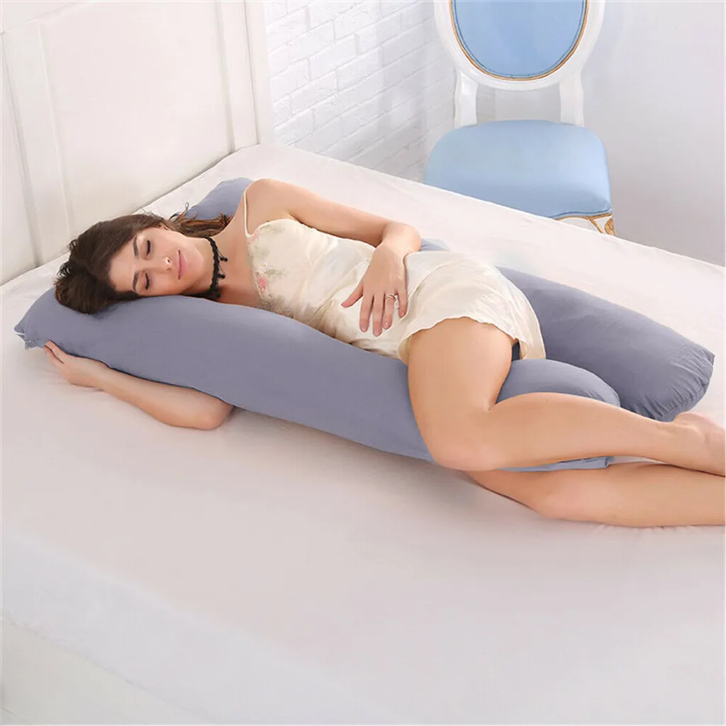 Oreiller de sommeil latéral pour femme enceinte 130x70cm gris coton