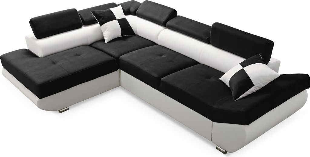 Robin Saturn Ecksofa mit Schlaffunktion Bettkasten 5 Verstellbare Kopfstützen 2 Kissen Sofa L-Form Schlafsofa Eckcouch Schlafcouch Wohnzimmermöbe...