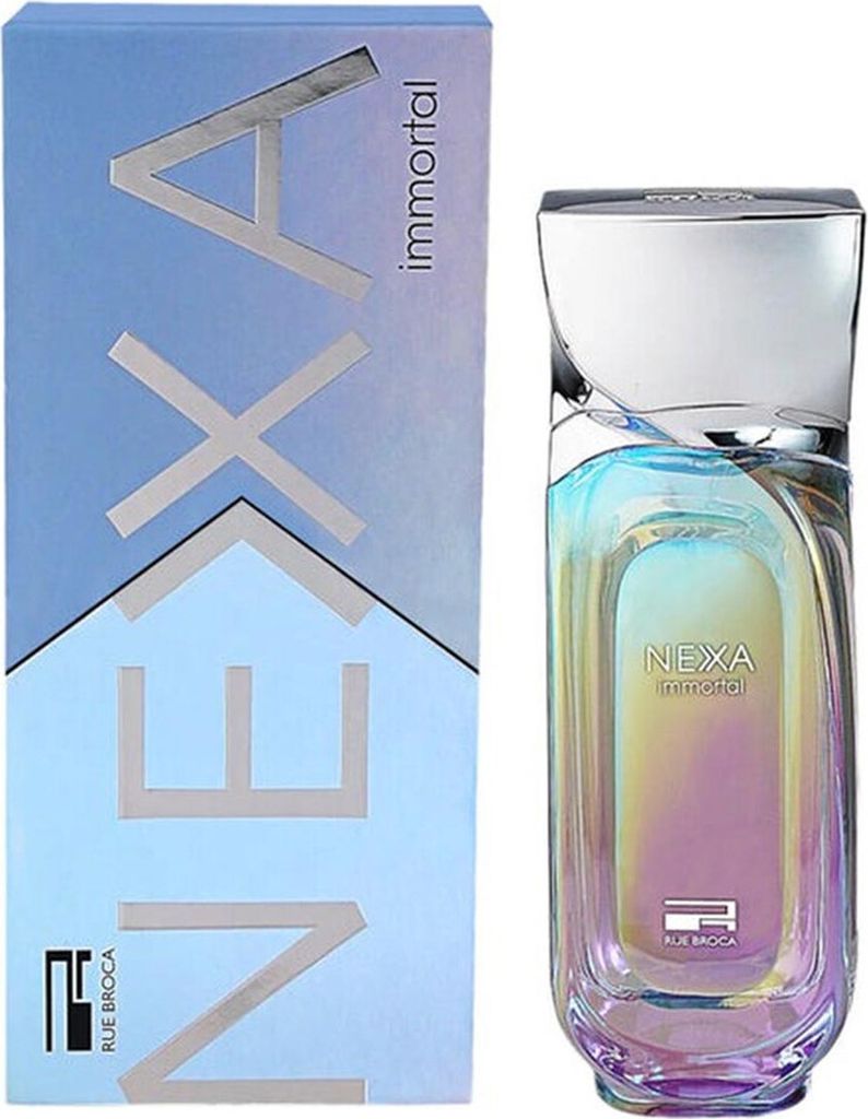 A perfume bottle and its packaging are displayed side-by-side against a white background.
