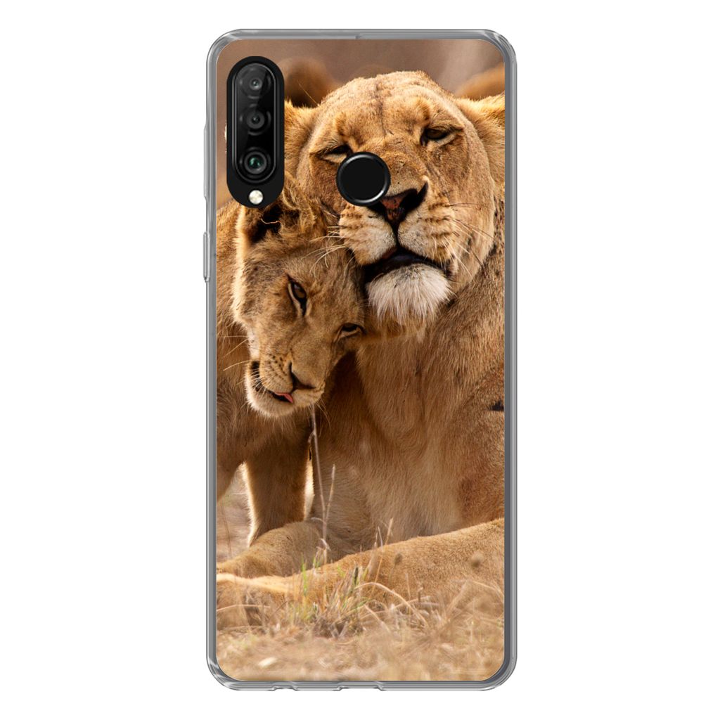 MuchoWow Handyhülle Schutzhülle Hülle für Huawei P30 Lite Löwe - Wilde Tiere - Jungtier Silikon Softcase Handy Hülle - Handyhülle