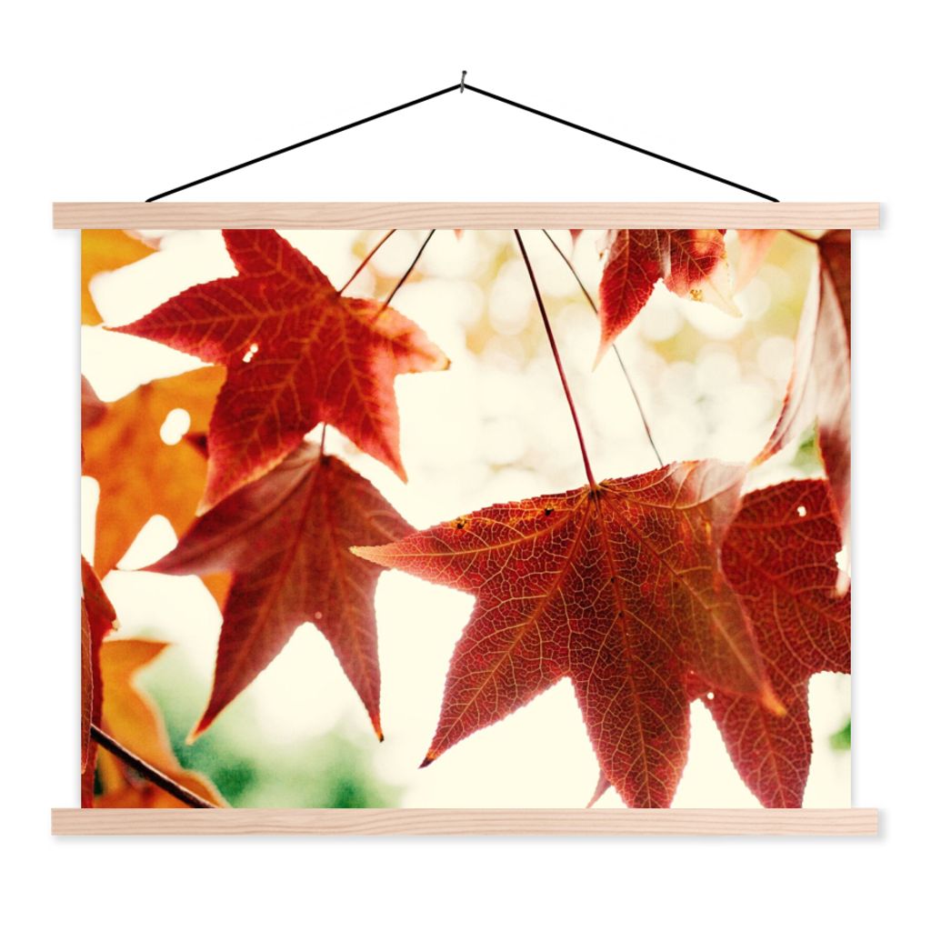 MuchoWow Textilposter Herbstblätter - November - Natur - Bäume 40x30 cm mit holzfarbenen Rahmen - Bilder