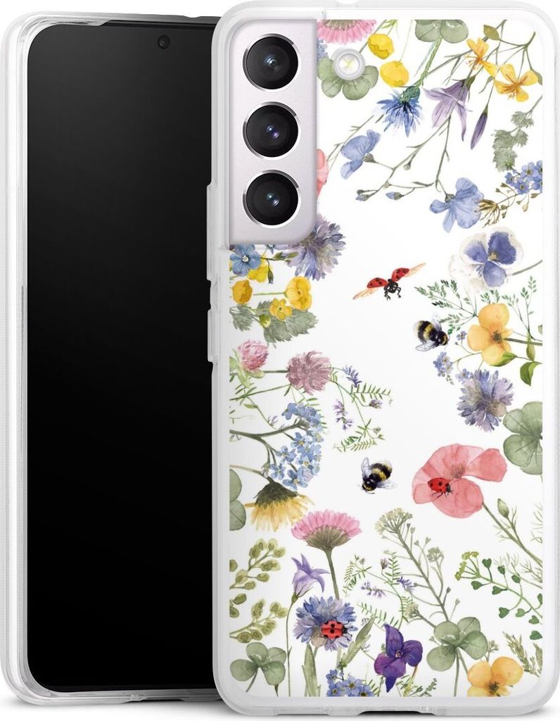 DeinDesign Handyhülle für Samsung Galaxy S22 Silikon Hülle Case Smartphone Schutzhülle Biene Blumen Muster