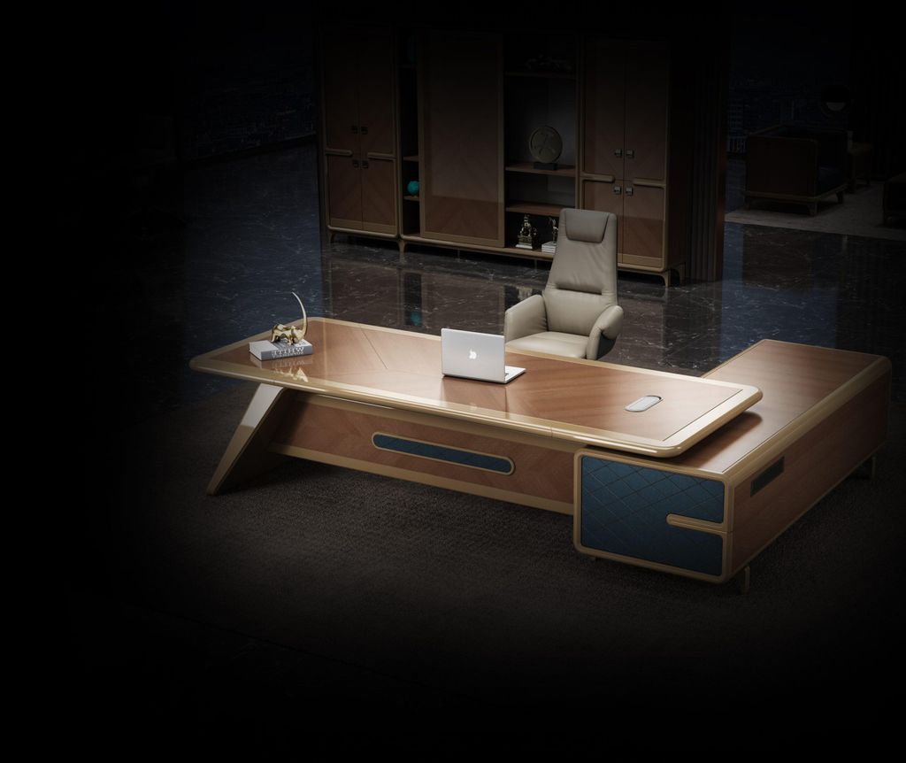 Eckschreibtisch in Braun, modernes Design, robust und funktional.