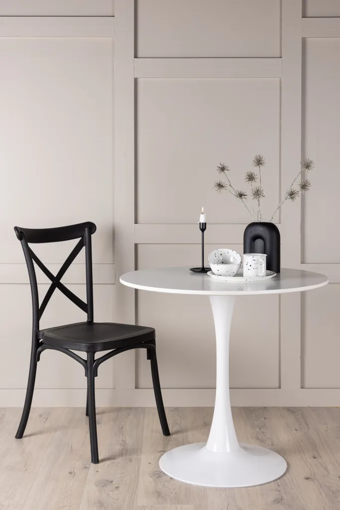 Table Hamden Ø80cm blanche : solution idéale pour petits espaces repas
