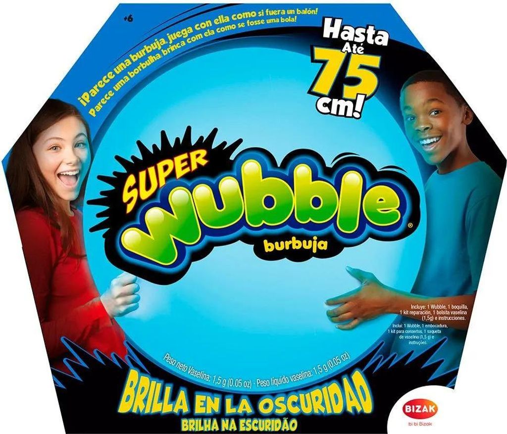 Bizak Super Wubble Glow in the Dark, riesige farbige Luftblase, 75 cm Durchmesser (62941220) BIZAK