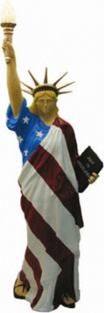 Freiheitsstatue mit elektr. Fackel als Lampe 230cm hoch Beleuchtung - GFK - lebensgroß - für draußen