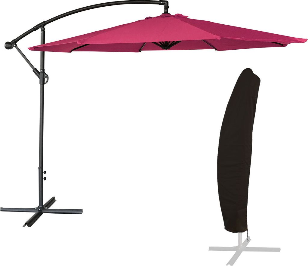 Parasol déporté OAHU rond 3,50m de diamètre fuchsia + Image du produit 