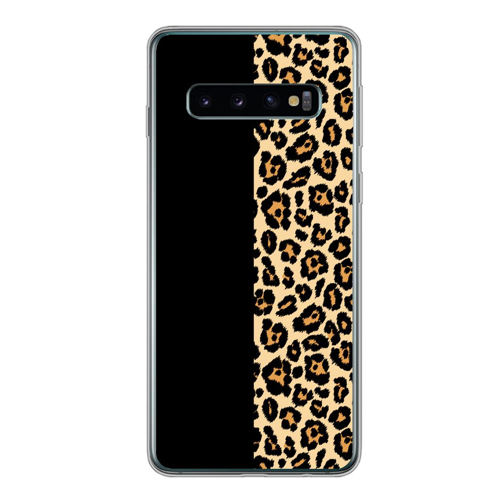 MuchoWow Handyhülle Schutzhülle Hülle für Samsung Galaxy S10 Panther Druck - Design - Tiere Silikon Softcase Handy Hülle - Handytasche