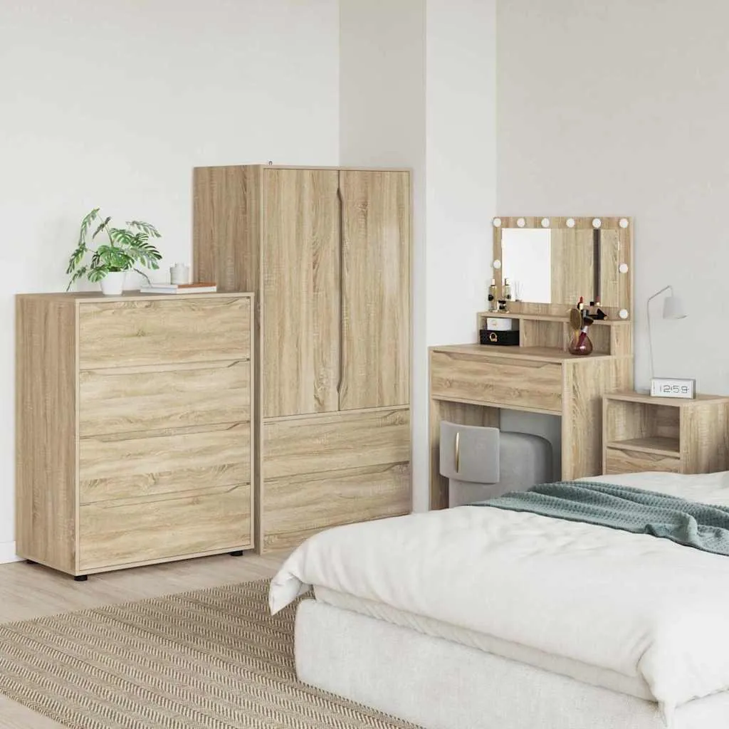 2 Armoires Robustes Chêne Sonoma - Buffet Bas Rangement 80cm x 105cm - 2