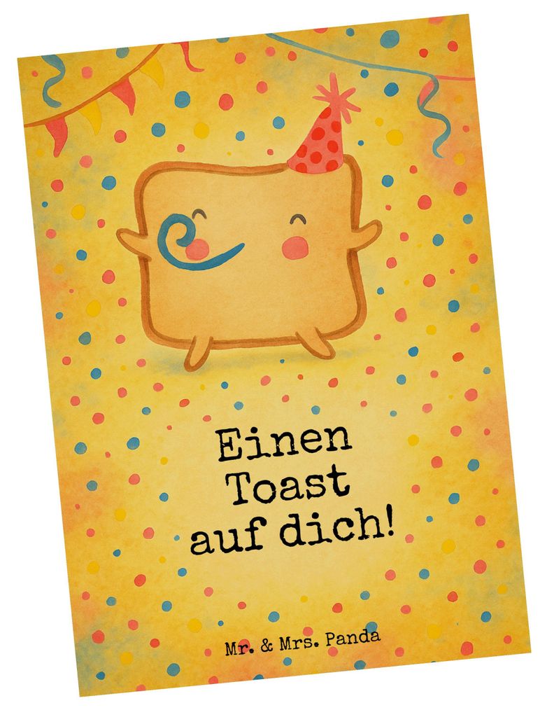 Mr. & Mrs. Panda Postkarte Toast Party Design - Weiß - Geschenk, Hochzeitstag, Mitbringsel, Valentinstag, Postkarten, Ansichtskarte, für Frauen, ...