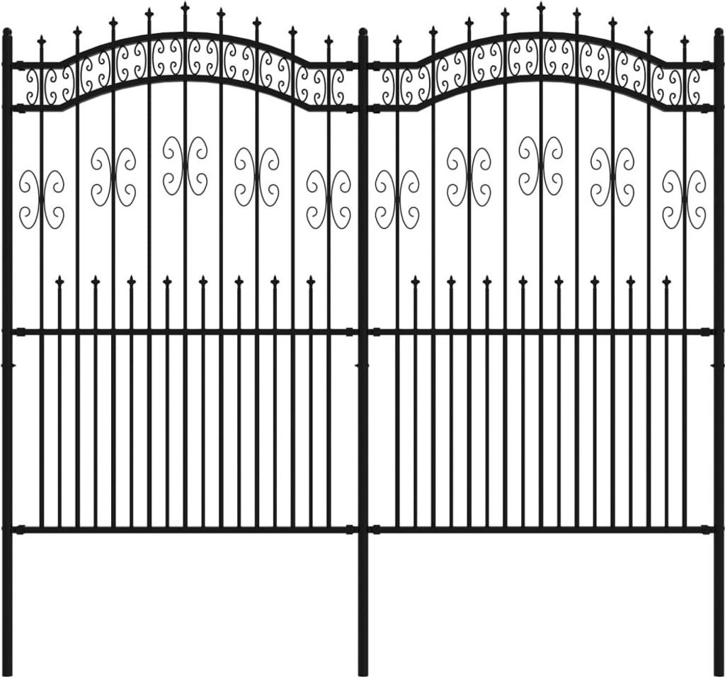 vidaXL Gartenzaun Kampen mit Speerspitze Schwarz 240 x 175 cm Stahl