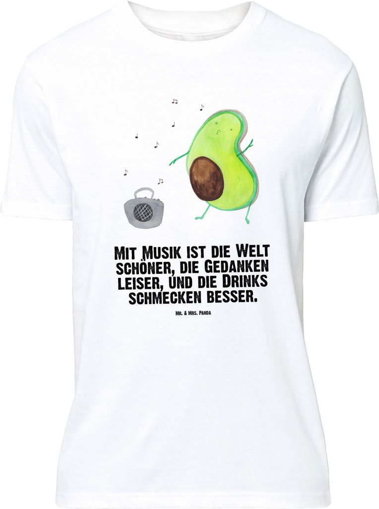 Mr. & Mrs. Panda Größe XL T-Shirt Avocado Tanzen - Weiß - Geschenk, mit Spruch, Tshirt, Singen, Shirt, Musik, Urlaub, Party