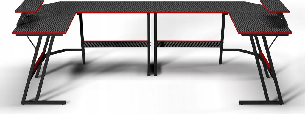 Bureau Gaming Rouge Trapézoïdal - Structure Renforcée 130x50x75 cm - 9