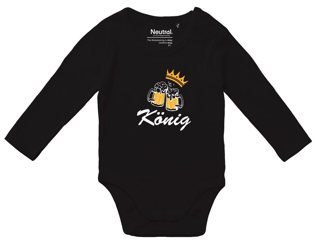 Huuraa Baby Body König Schützenfest 74 Black Baumwolle Fairtrade Langarmbody Geschenkidee
