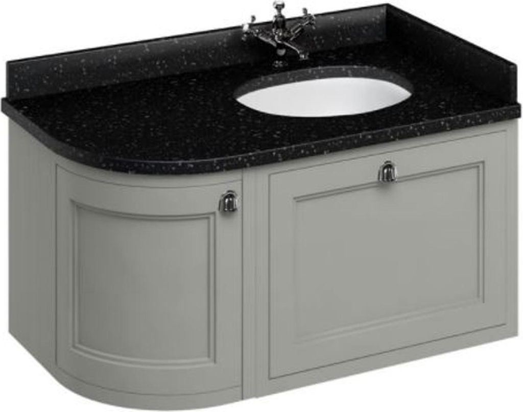 Casa Padrino Hänge-Waschschrank / Waschtisch mit Granitplatte Schublade und Tür 98 x 55 x H. 59 cm