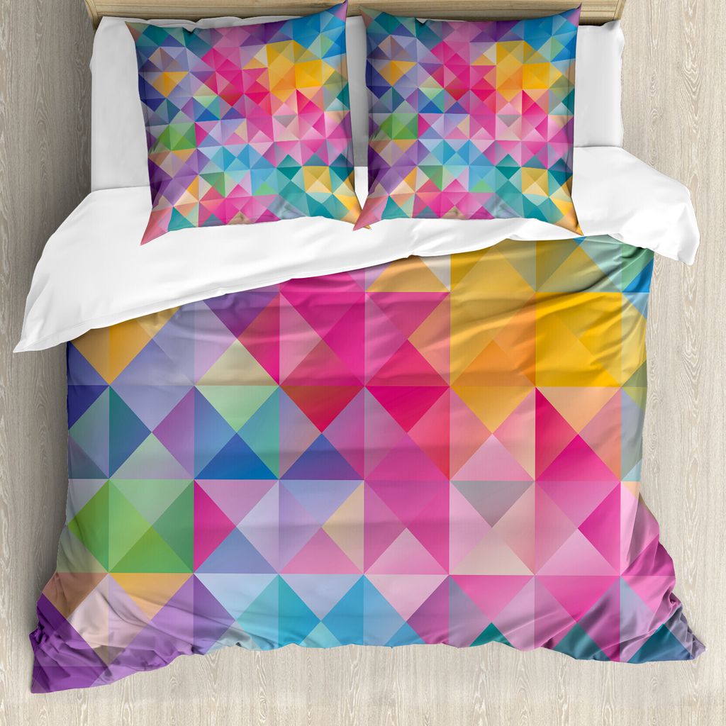 ABAKUHAUS Geometrisch Bettbezug, Zusammenfassung verschwommenes Bild, Milbensicher Allergiker geeignet mit Kissenbezügen, 200 cm x 200 cm - 80 x 8...