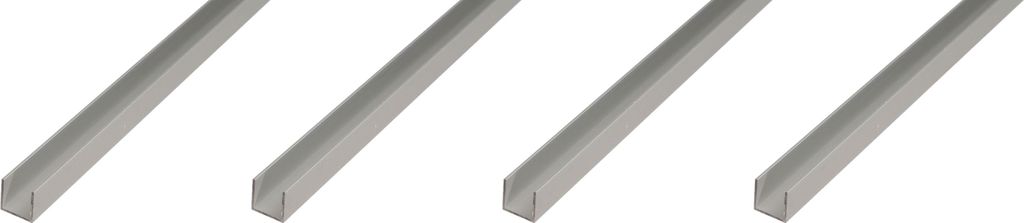 Alberts 4 x U-Profil, Aluminium, 10 x 22 x 10 x 1,5 mm, Länge 1 m, silberfarbig eloxiert