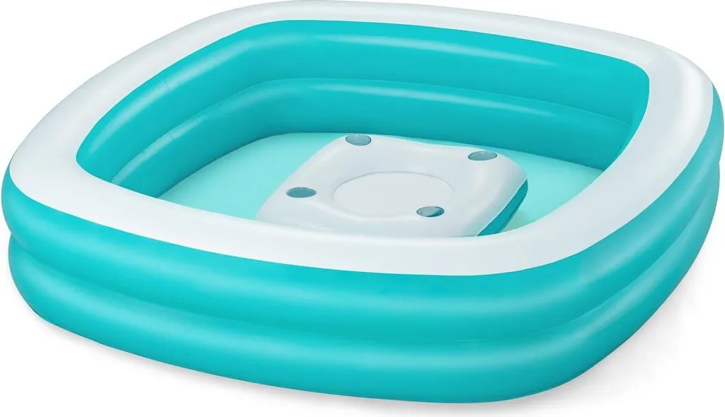 Piscine 2 Chambres à Air 218x218 cm avec Table Flottante Intégrée