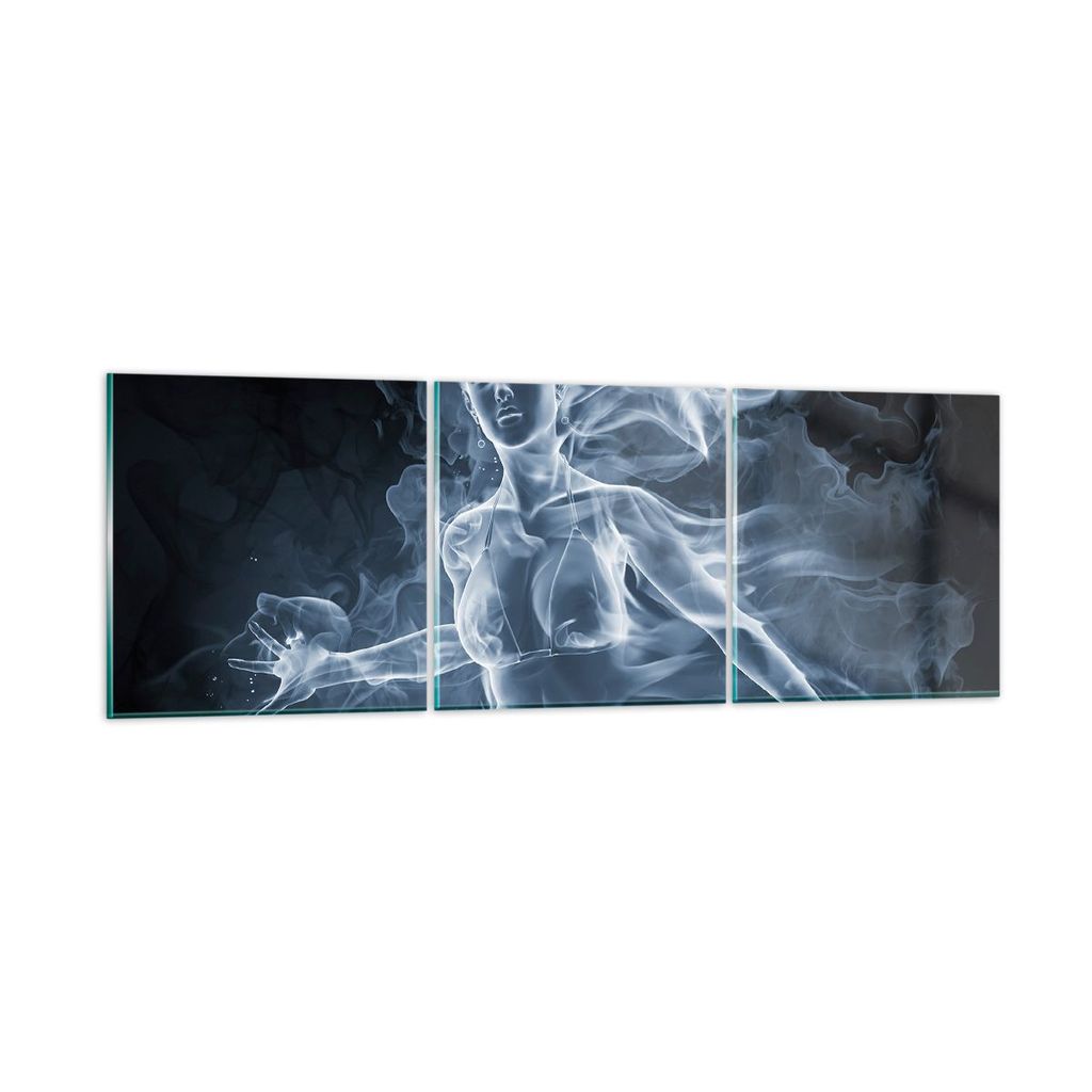 Bilder auf glas - Mädchen rauch nebel kunst - 120x40cm - Glasbilder - Wandbilder - Kunstdruck - zum Aufhängen bereit - Wanddekoration aus Glas - ...