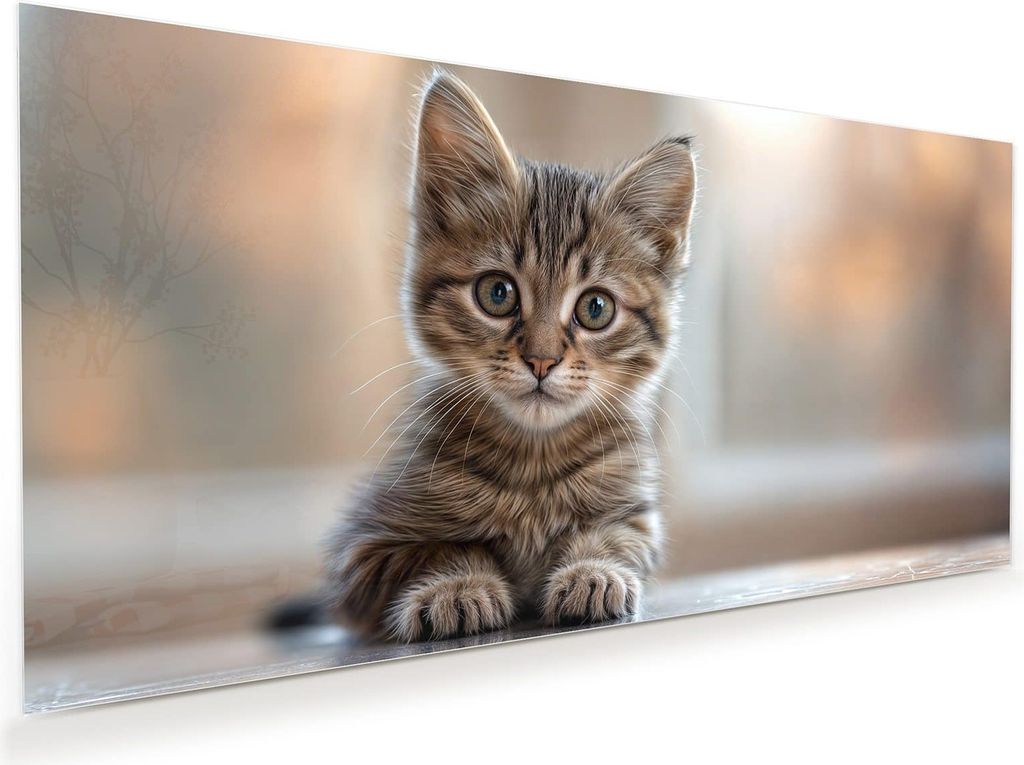 Glasbild 110x55cm in XXL für Wohnzimmer, Schlafzimmer Motiv Katzenjunges