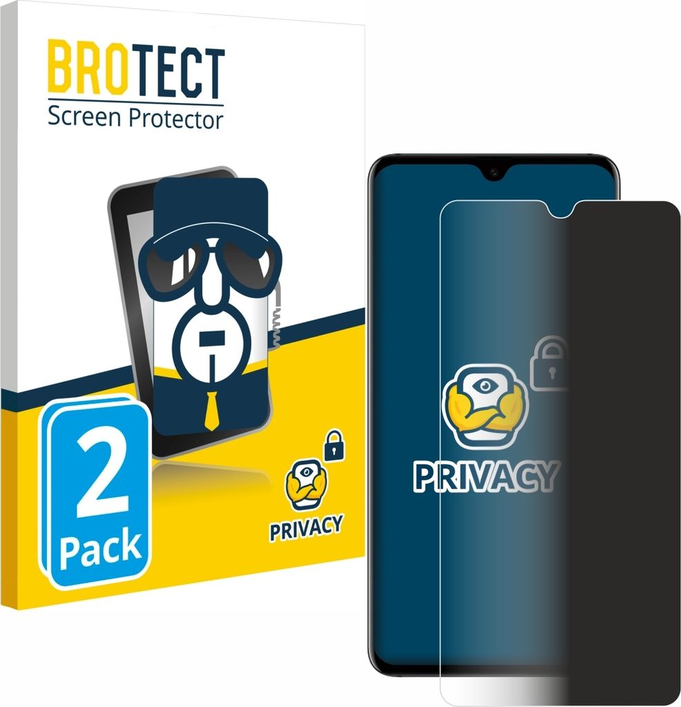 2x BROTECT Sichtschutzfolie für Huawei Mate 20 Anti-Spy Privacy Sichtschutz Blickschutz Folie Blaulicht-Schutz