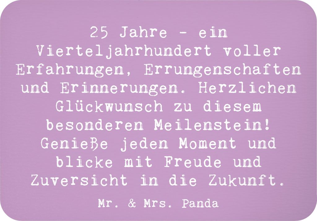 Mr. & Mrs. Panda magnet Spruch 25. Geburtstag - Lavendeltraum - Geschenk, Notizhalter, Kühlschrankmagnet, whiteboardmagnet, Happy Birthday, Feier,...