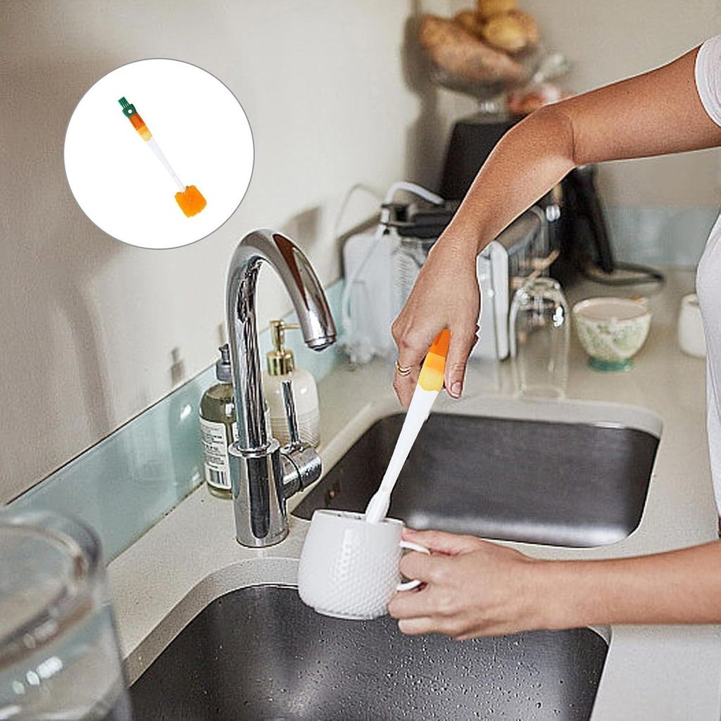 5-in-1 Flaschenreiniger Bürstenkopf - Langer Handgriff - Multifunktional - Für Thermosflaschen, Milchflaschen und Trinkflaschen