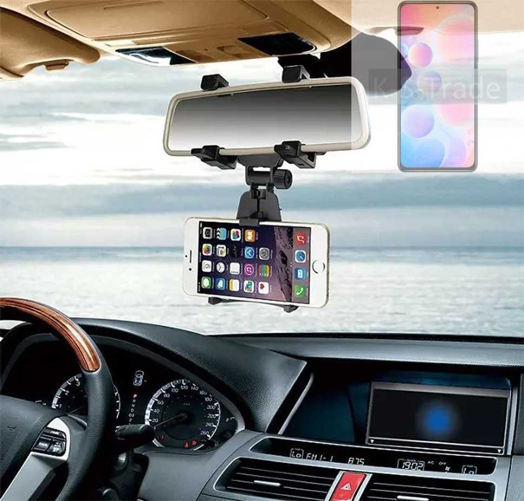 K-S-Trade Smartphone Halterung kompatibel mit UMIDIGI A9 Max Rückspiegel Halterung schwarz Auto Halterung KFZ Halter