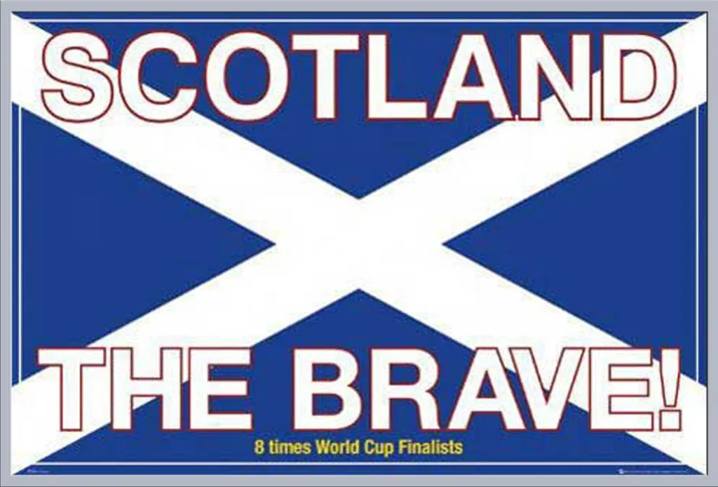 Poster Football Écosse Scotland the Brave avec Cadre Argenté en Plastique