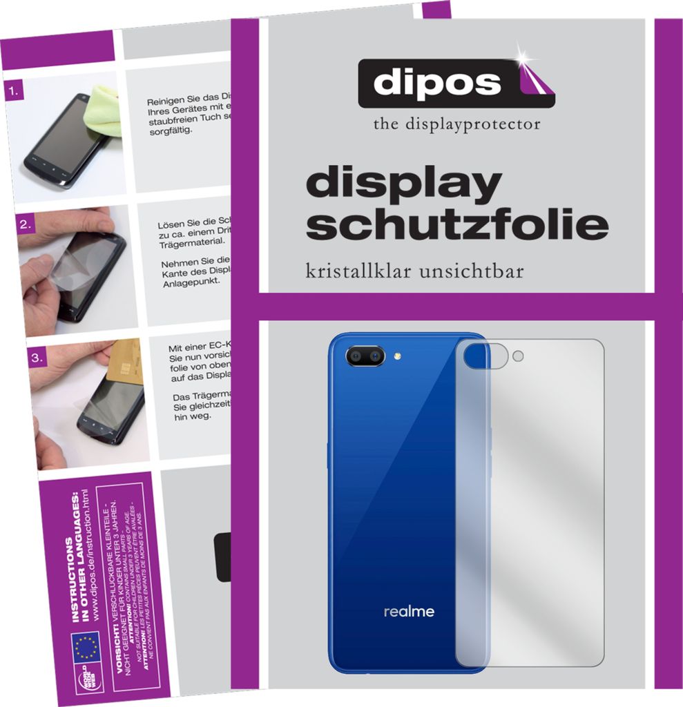 2x Schutzfolie für Oppo Realme C1 (2019) Rückseite klar Displayschutzfolie Folie Display Schutz dipos