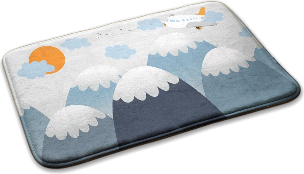 Teppich Kinderteppich Schlafzimmer Modern - 75 cm x 45 cm - Flugzeug Über Berge