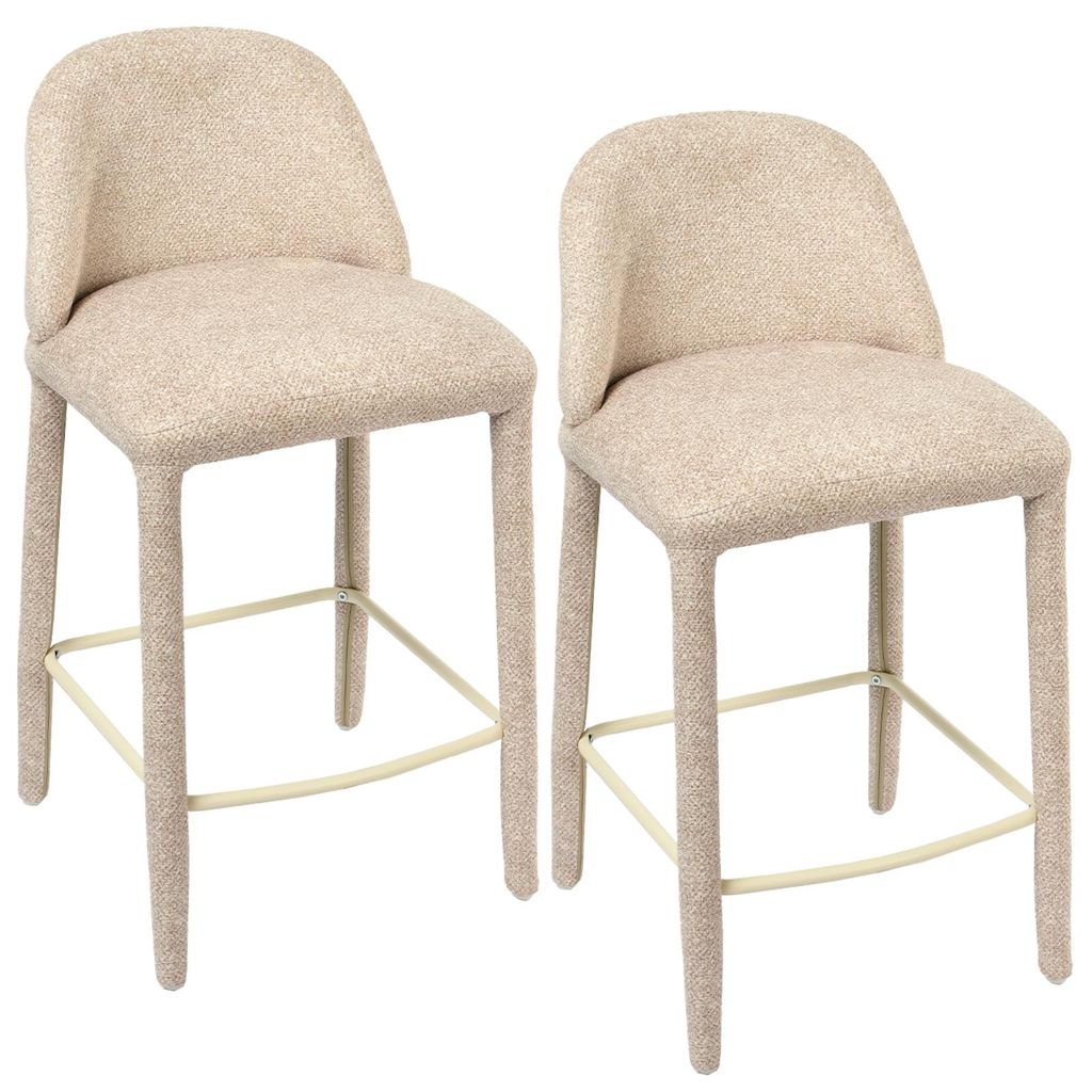 Lot de 2 tabourets de bar Duhome en bouclé et métal, avec Image du produit 