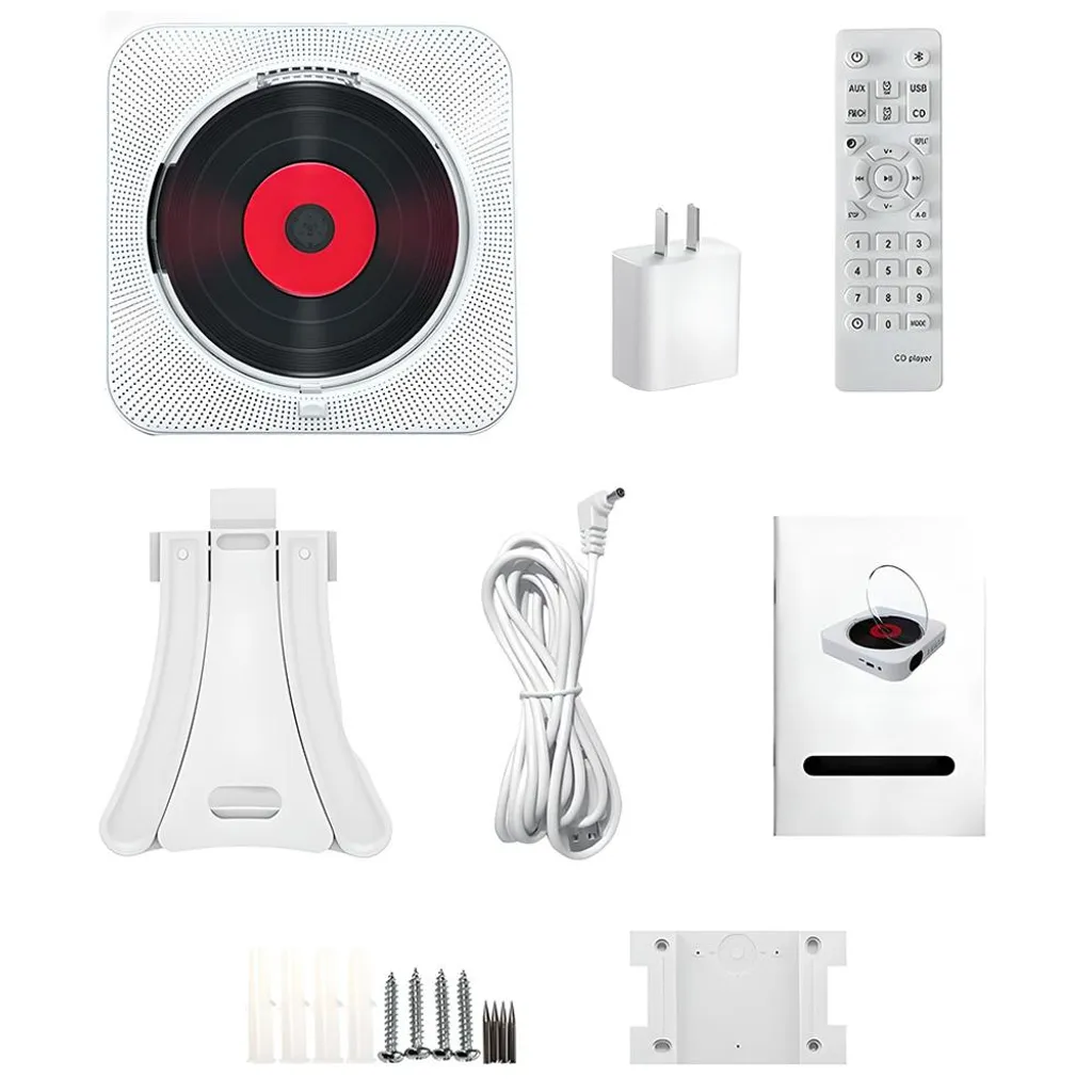 Lecteur CD Bluetooth 5.0 Blanc avec Haut-Parleurs Stéréo et Lecteur USB