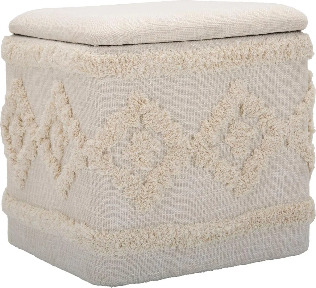 Pouf carré 40cm Damaskus nature : l'assise d'appoint stable et chic