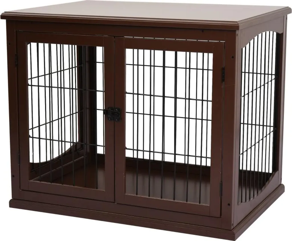 Habitat d'intérieur pour chien moyen - Cage décorative double entrée