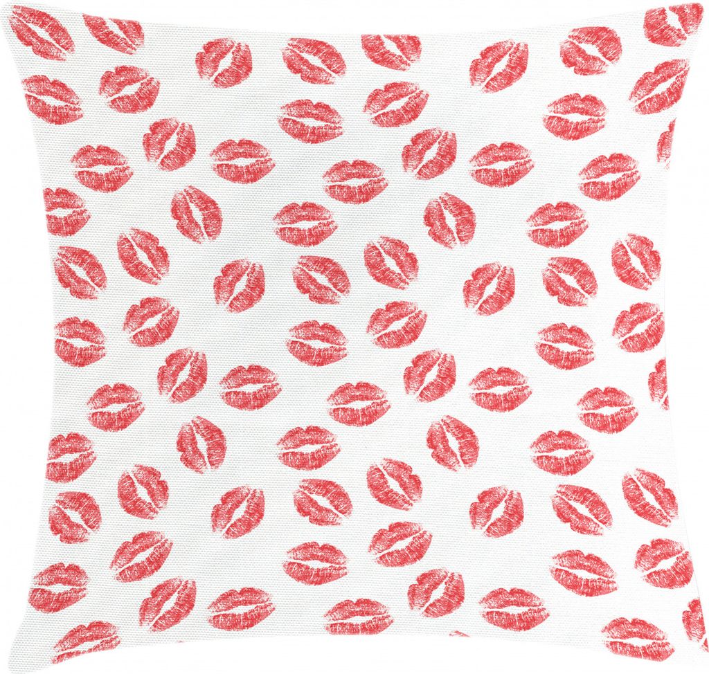ABAKUHAUS Feminin Kissenbezug, Rote Lippenstift-Kuss-Kennzeichen, Waschbar mit Reißverschluss Kissenhülle mit Farbfesten Klaren Farben Beidseitig...