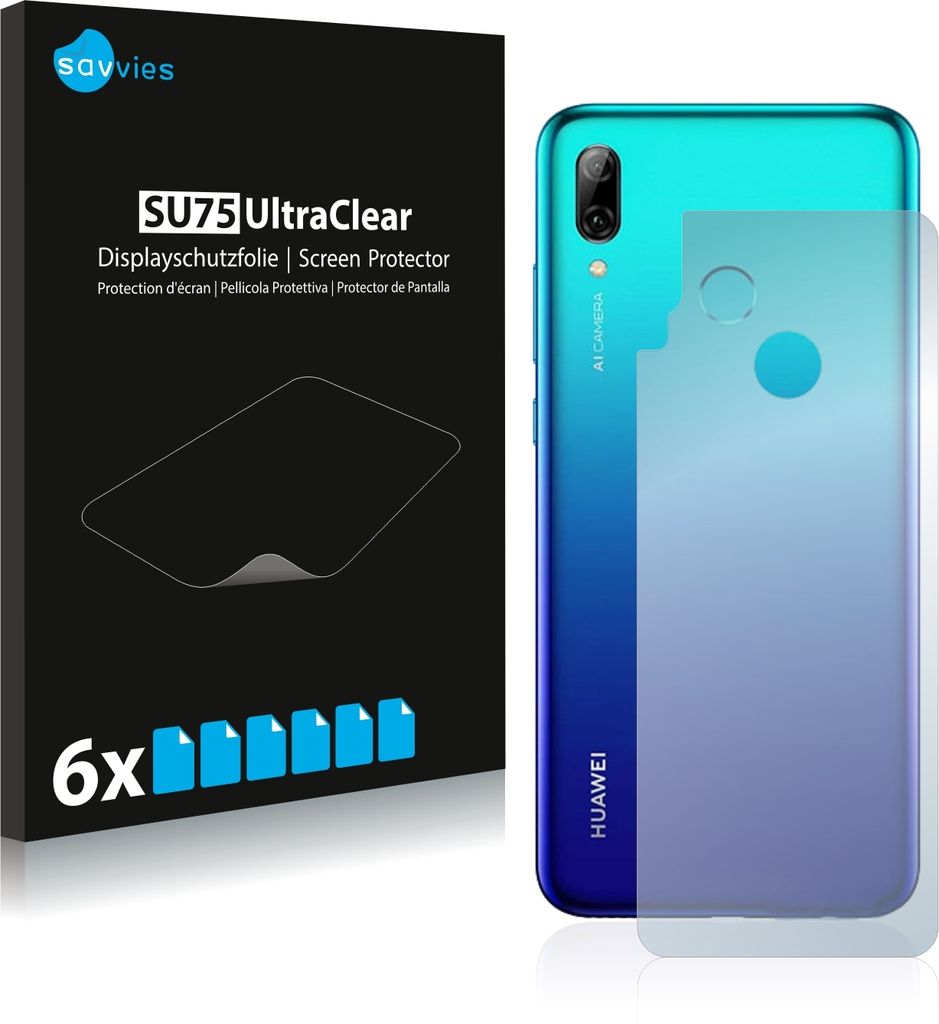 6x Savvies Schutzfolie für Huawei P smart 2019 (Rückseite) Folie Klar