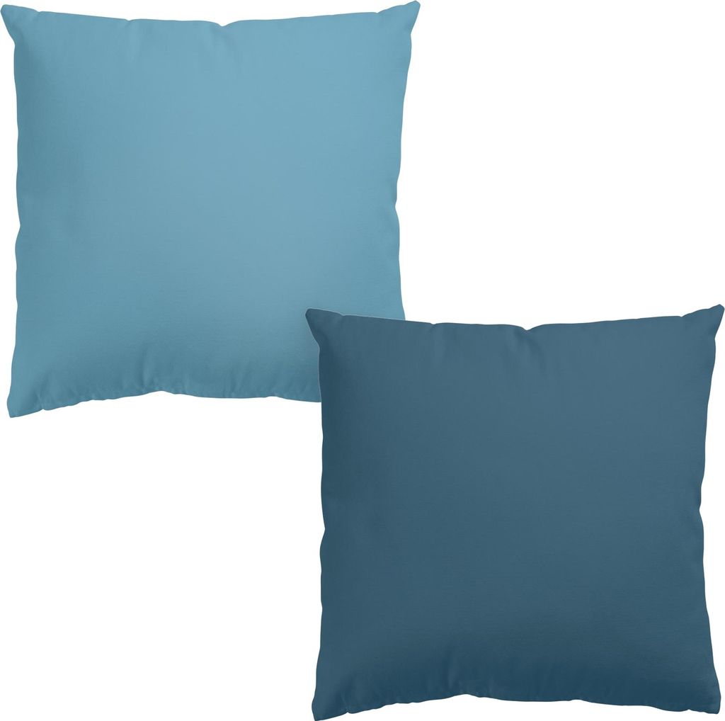 Dekokissen 2-teilig Muster draußen / Outdoor Zierkissen waschbar Design blau Unifarben Sofakissen ohne Füllung