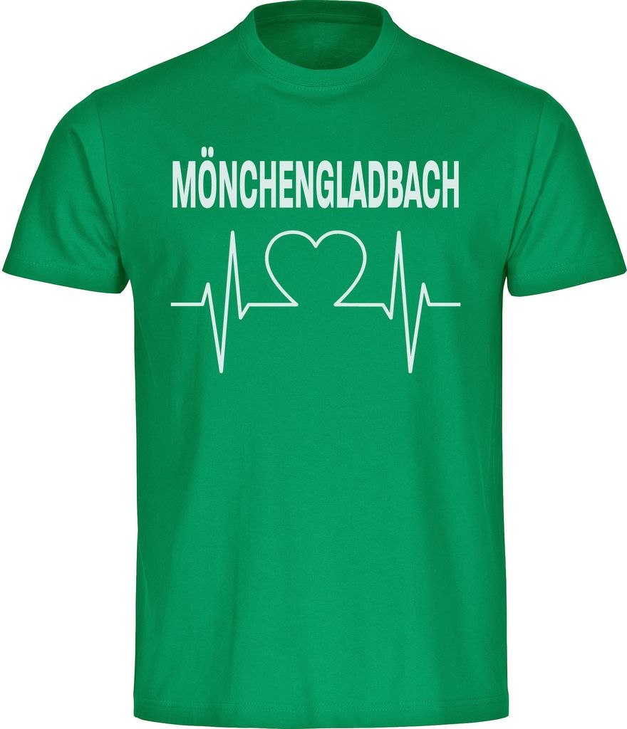 multifanshop Herren T-Shirt - Mönchengladbach - Herzschlag, grün, Größe M