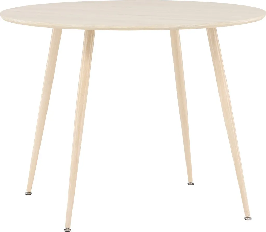Table à manger Plaza Ø100 cm whitewash - Table ronde en bois clair